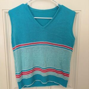 Blue and Red Striped Knit Vest